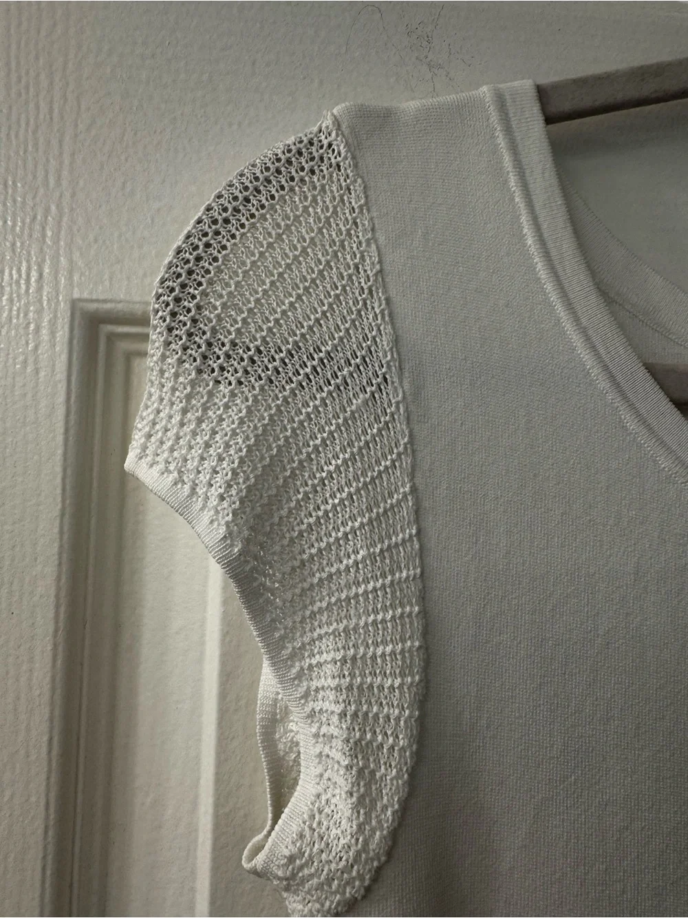 DVF White Knit Fit & Flare Dress Cap Sleeve Mini Dress Sz S